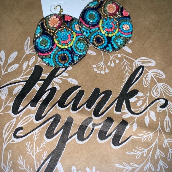 Multi Color Beaded Earrings - Picture 2 of 2